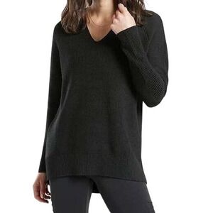 Athleta Hanover Wool Black V Neck Sweater Women's‎ Size Large Long Sleeve Knit